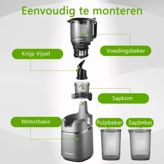 AMZCHEF Slowjuicer Sapcentrifuge Grijs