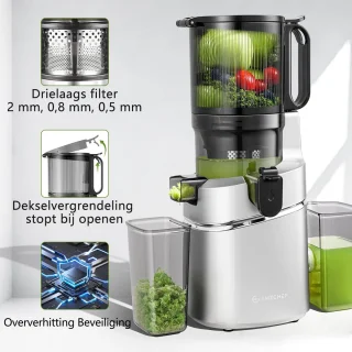 AMZCHEF Slowjuicer Sapcentrifuge Zilver