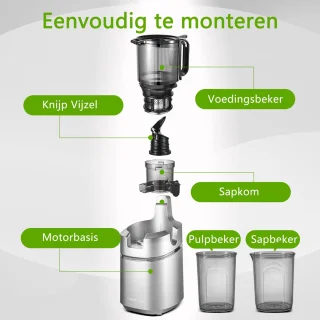 AMZCHEF Slowjuicer Sapcentrifuge Zilver