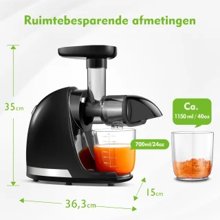 AMZCHEF Slowjuicer Sapcentrifuge - Zwart