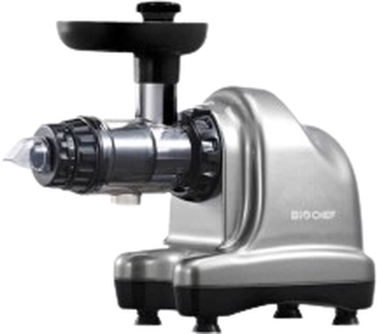De BIOCHEF Axis Zilver Cold Press Juicer 150W in één oogopslag