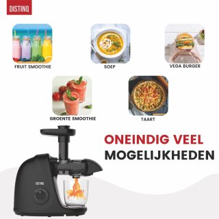 DistinQ Slowjuicer Zwart 700ml Sapbeker 1400ml Pulpreservoir