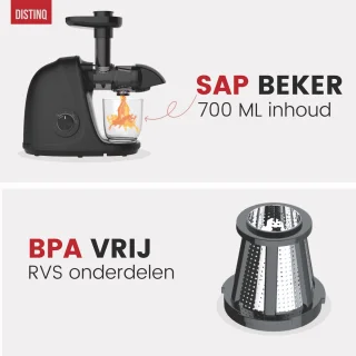DistinQ Slowjuicer Zwart 700ml Sapbeker 1400ml Pulpreservoir