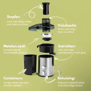 DnA® Sapcentrifuge Slowjuicer Zwart 10x10x10 cm