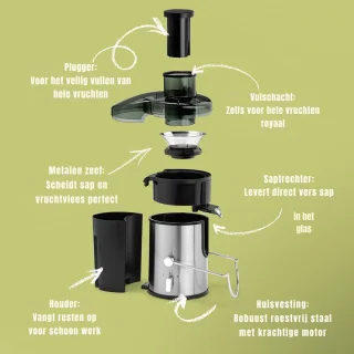De DYNA® Sapcentrifuge Slowjuicer Zwart in één oogopslag