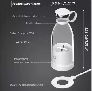 Elektrische Mini Blender 4 Messen Draadloos Oplaadbaar