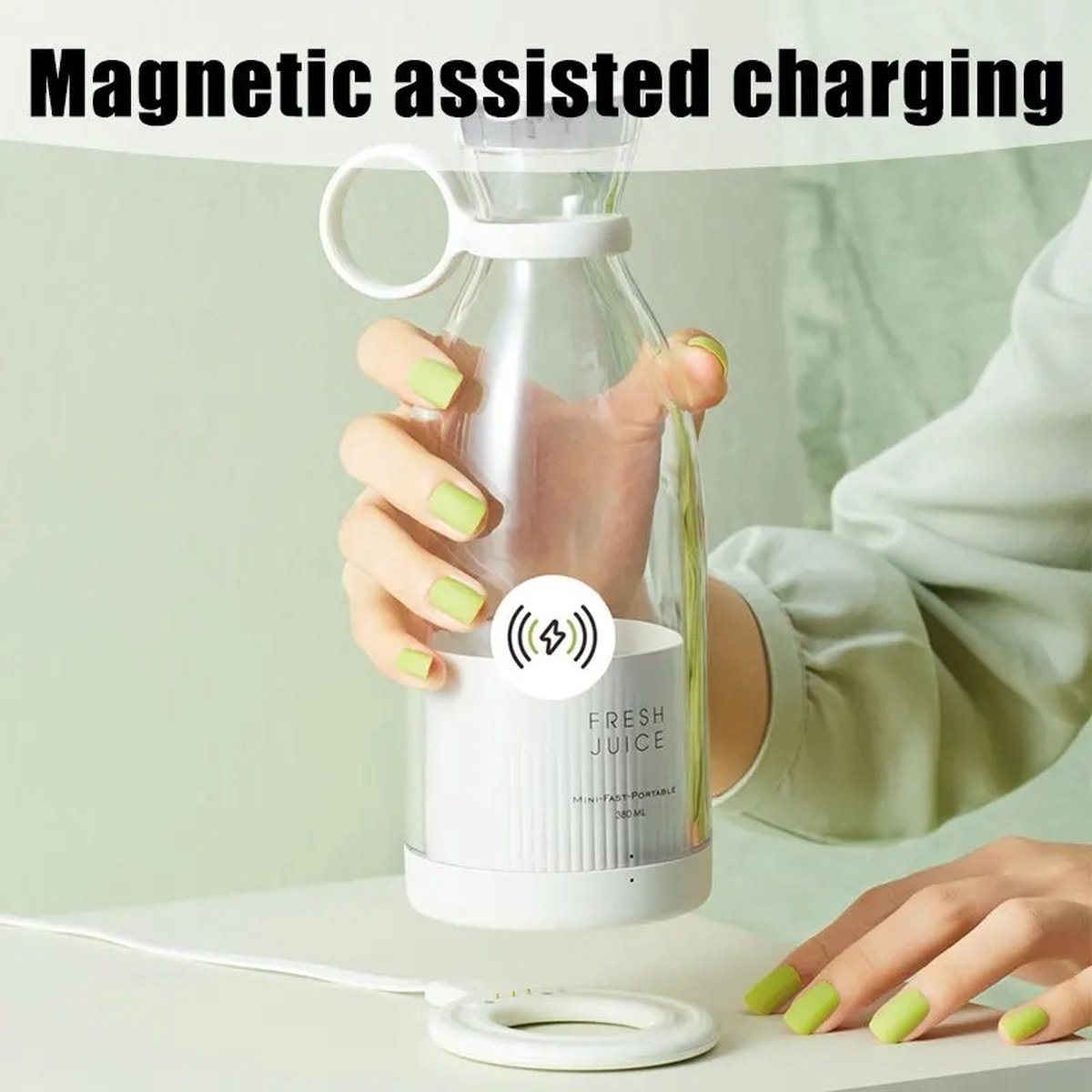Elektrische Mini Blender 4 Messen Draadloos Oplaadbaar
