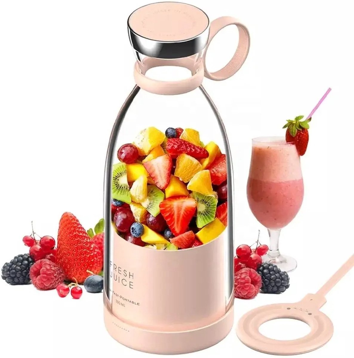 Elektrische Mini Blender 4 Messen Draadloos Oplaadbaar