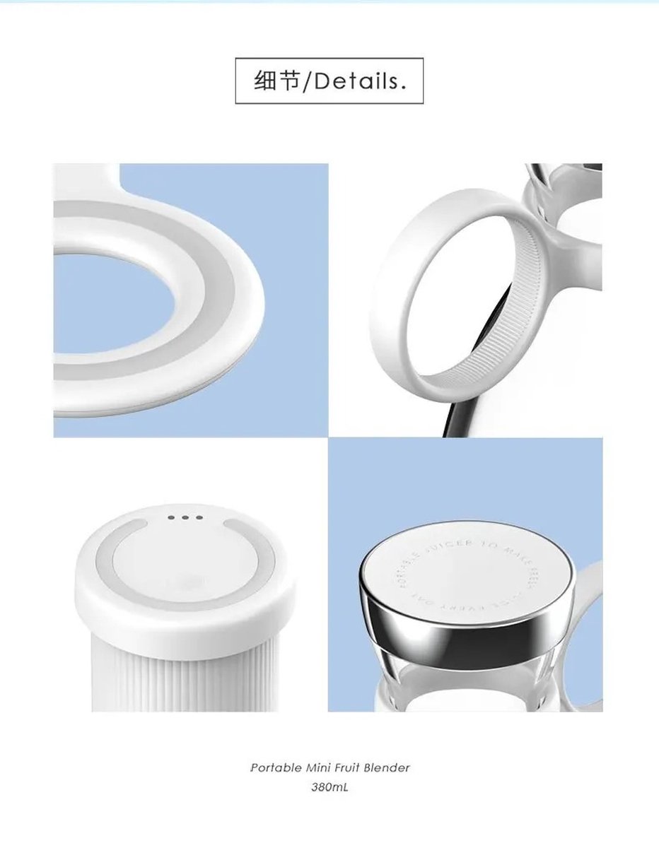 Elektrische Mini Blender 4 Messen Draadloos Oplaadbaar
