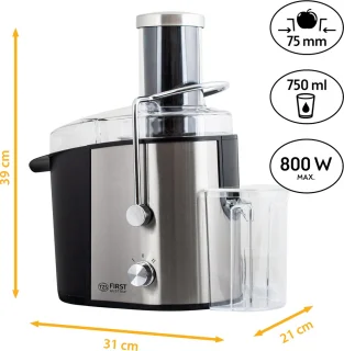 First Austria Slowjuicer Sapcentrifuge 750ml RVS 800W