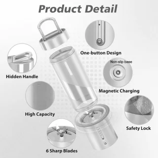 Fruitpers 450 ml USB Oplaadbaar Wit - Keukenaccessoire Juicer