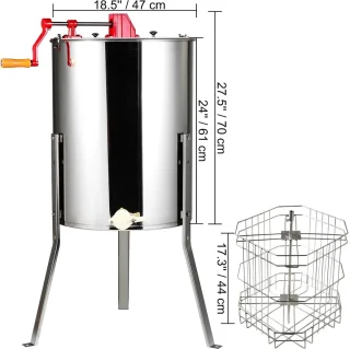 Honey Extractor 3 Frames Manual Stainless Steel Silver