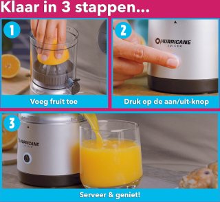 Hurricane Juicer Slowjuicer Draadloos Zilver