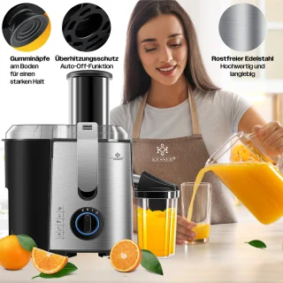 KESSER Slowjuicer 1100W Sapcentrifuge Zilver