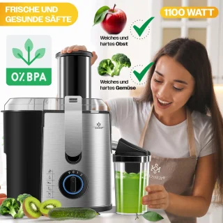 KESSER Slowjuicer 1100W Sapcentrifuge Zilver