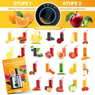 KESSER Slowjuicer 1100W Sapcentrifuge Zilver