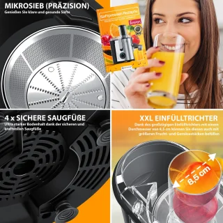 KESSER Slowjuicer 1100W Sapcentrifuge Zilver