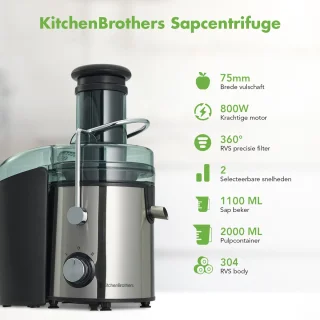KitchenBrothers Sapcentrifuge Juicer Zwart