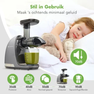 KitchenBrothers Slowjuicer Groenten- en Fruitpers 700ml Grijs