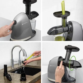 KitchenBrothers Slowjuicer Groenten- en Fruitpers 700ml Grijs