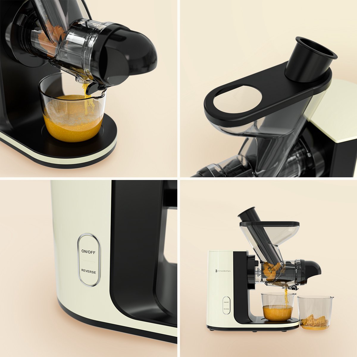 KitchenBrothers Slowjuicer Groenten- en Fruitpers Champagne