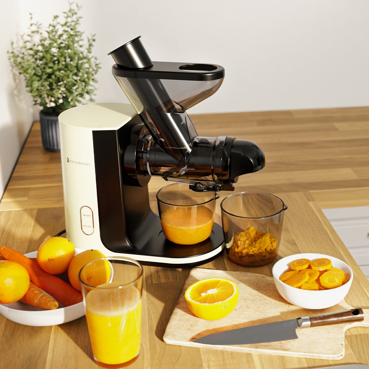 KitchenBrothers Slowjuicer Groenten- en Fruitpers Champagne
