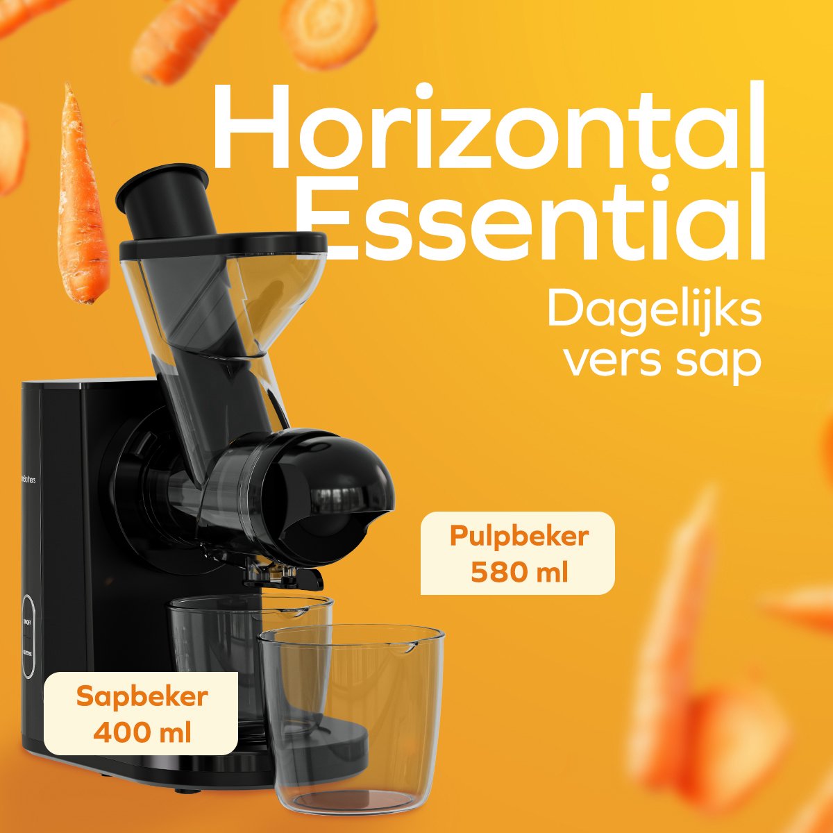 KitchenBrothers Slowjuicer Groenten- en Fruitpers Zwart