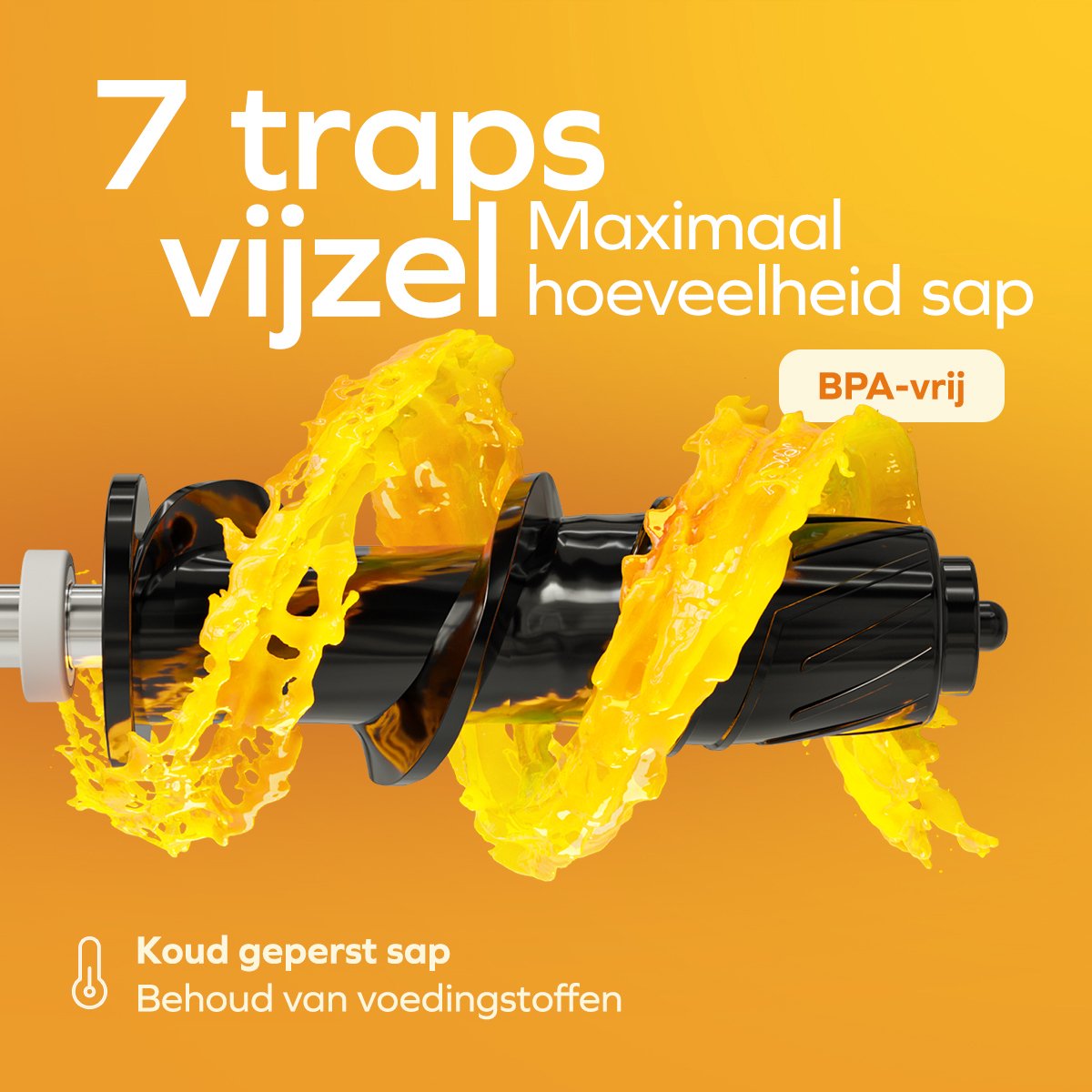 KitchenBrothers Slowjuicer Groenten- en Fruitpers Zwart