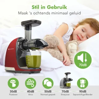 KitchenBrothers Slowjuicer Juicer 700ml Rood