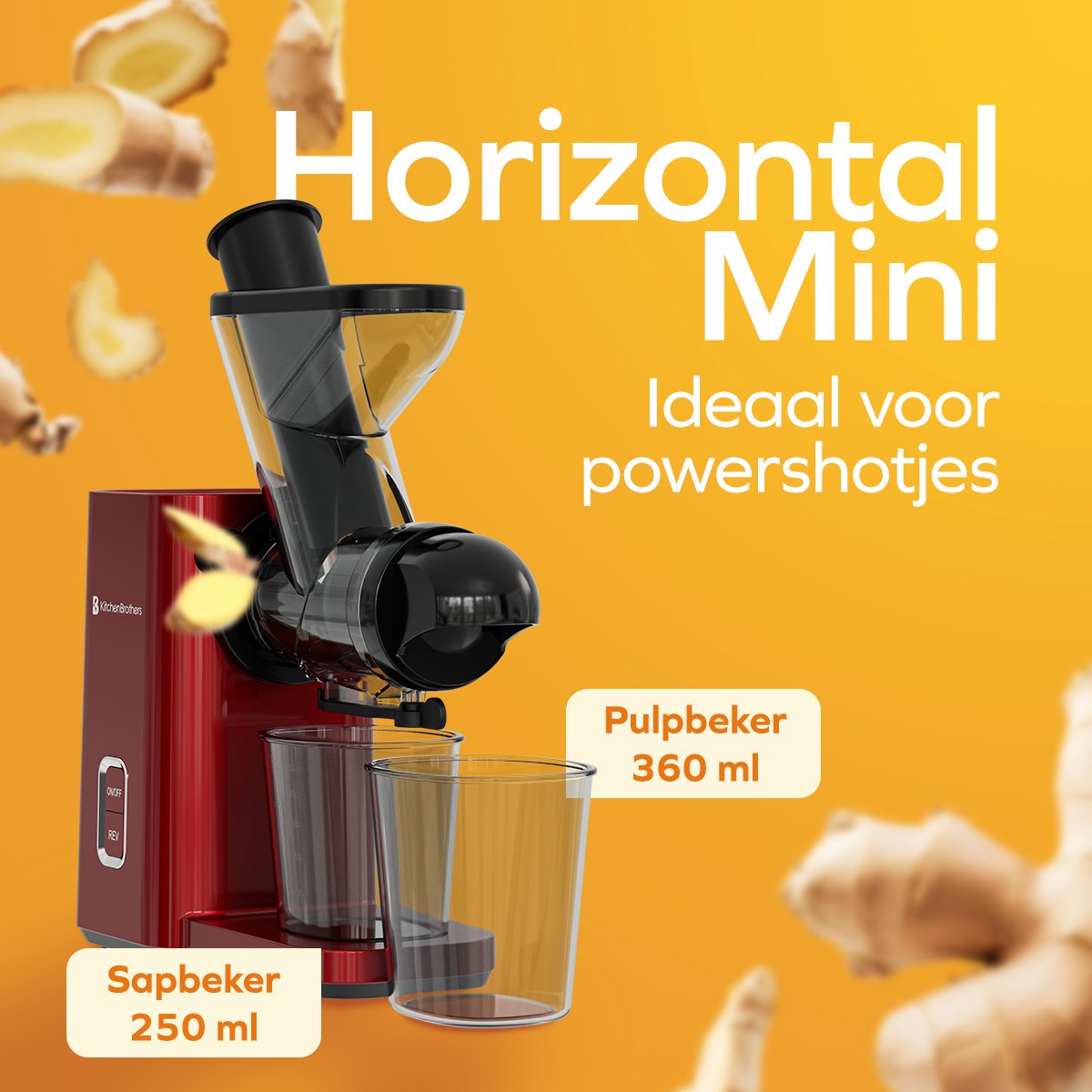 KitchenBrothers Slowjuicer Mini Rood 400 ml