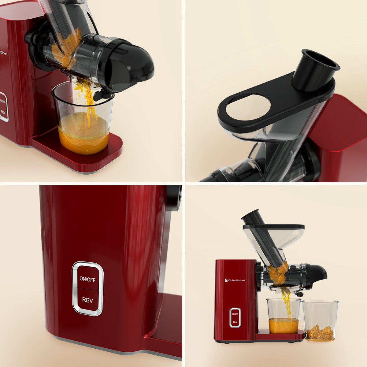 KitchenBrothers Slowjuicer Mini Rood 400 ml