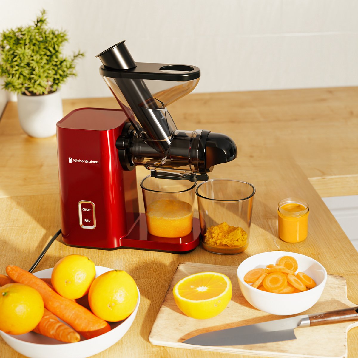 KitchenBrothers Slowjuicer Mini Rood 400 ml