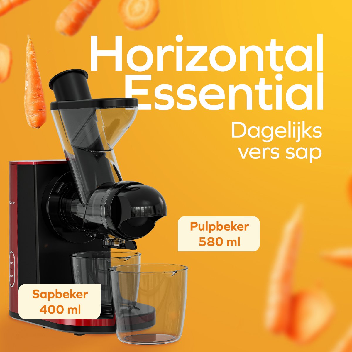 KitchenBrothers Slowjuicer Rood 400 ml