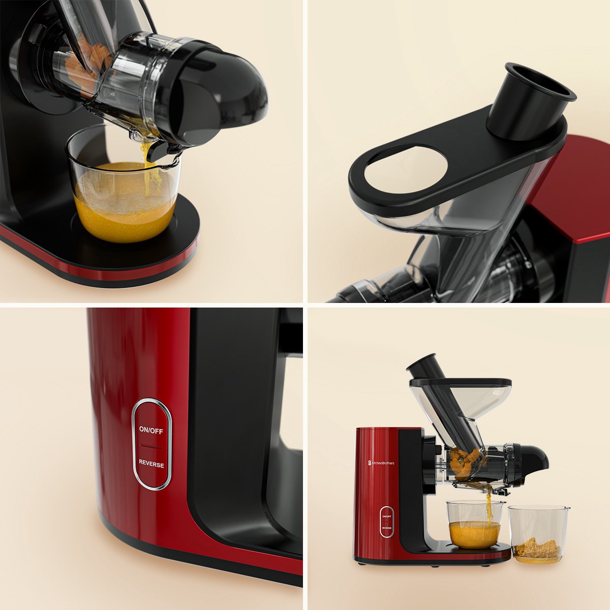 KitchenBrothers Slowjuicer Rood 400 ml