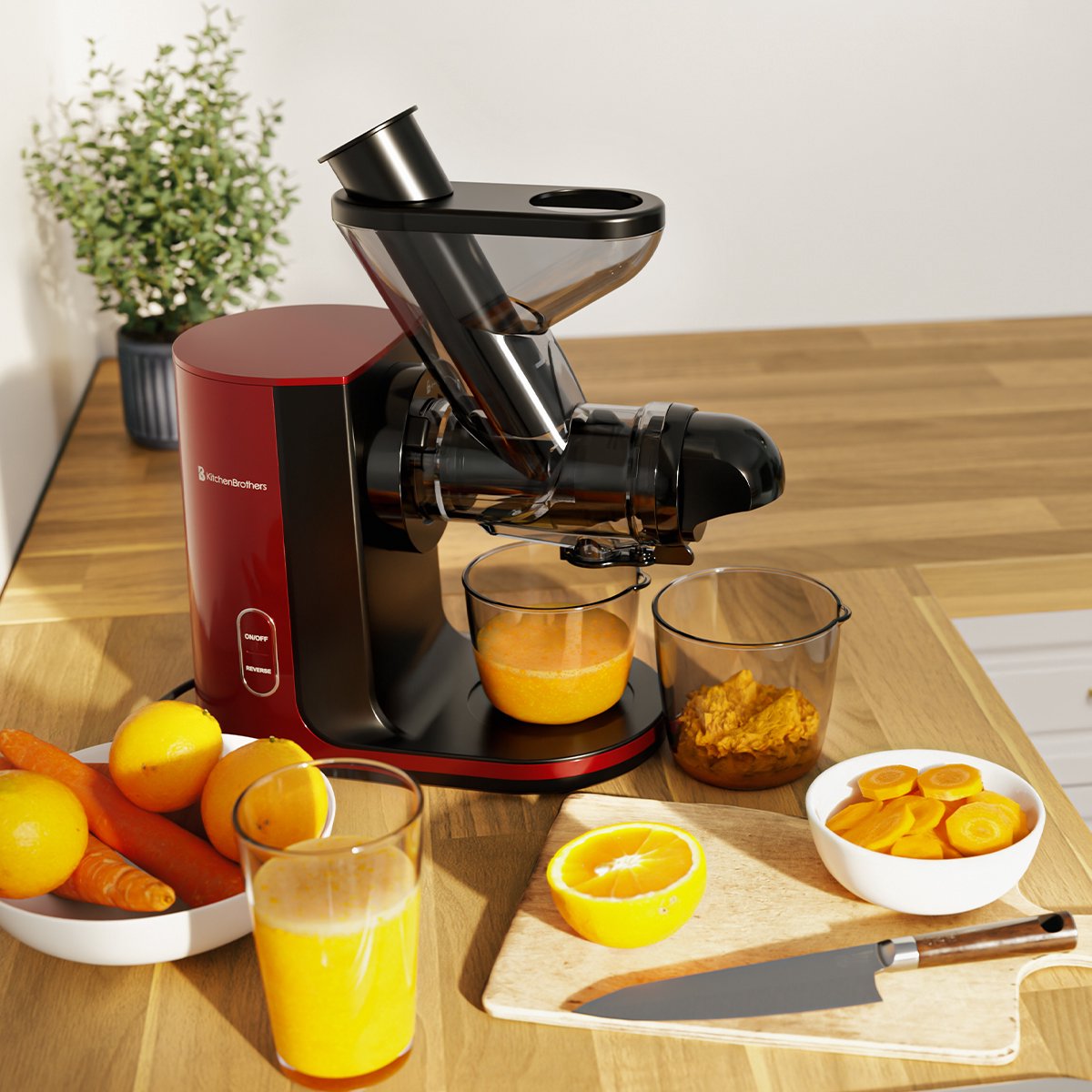 KitchenBrothers Slowjuicer Rood 400 ml