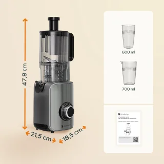 KitchenBrothers Slowjuicer Verticaal 750 ml Grijs
