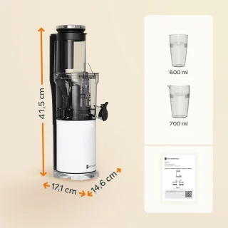 KitchenBrothers Slowjuicer Verticaal 750 ml Pearl White