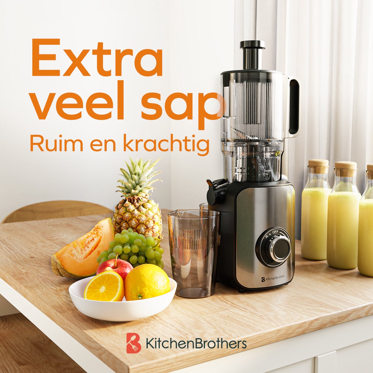 Wat vinden we goed aan de KitchenBrothers Slowjuicer Verticaal 750 ml Zwart