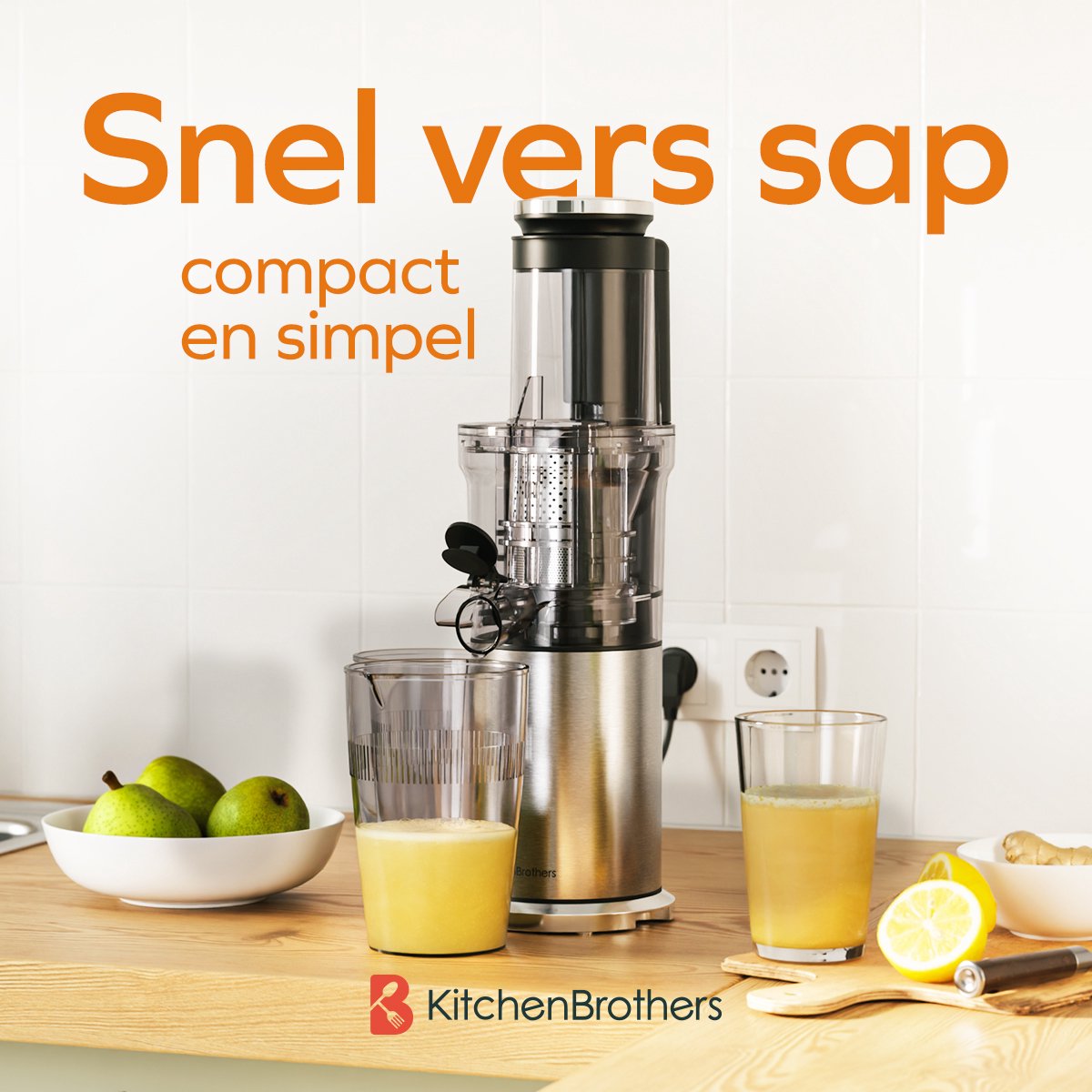 Wat vinden we goed aan de KitchenBrothers Slowjuicer Verticaal 750ml Grijs
