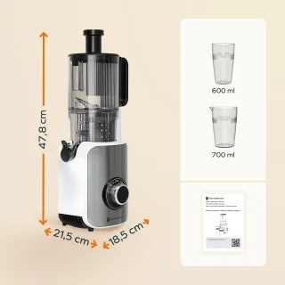 KitchenBrothers Slowjuicer Verticaal 750ml Pearl White