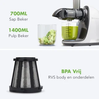 KitchenBrothers Slowjuicer Wit 700ml