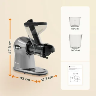 KitchenBrothers Slowjuicer XL Groenten- en Fruitpers Grijs