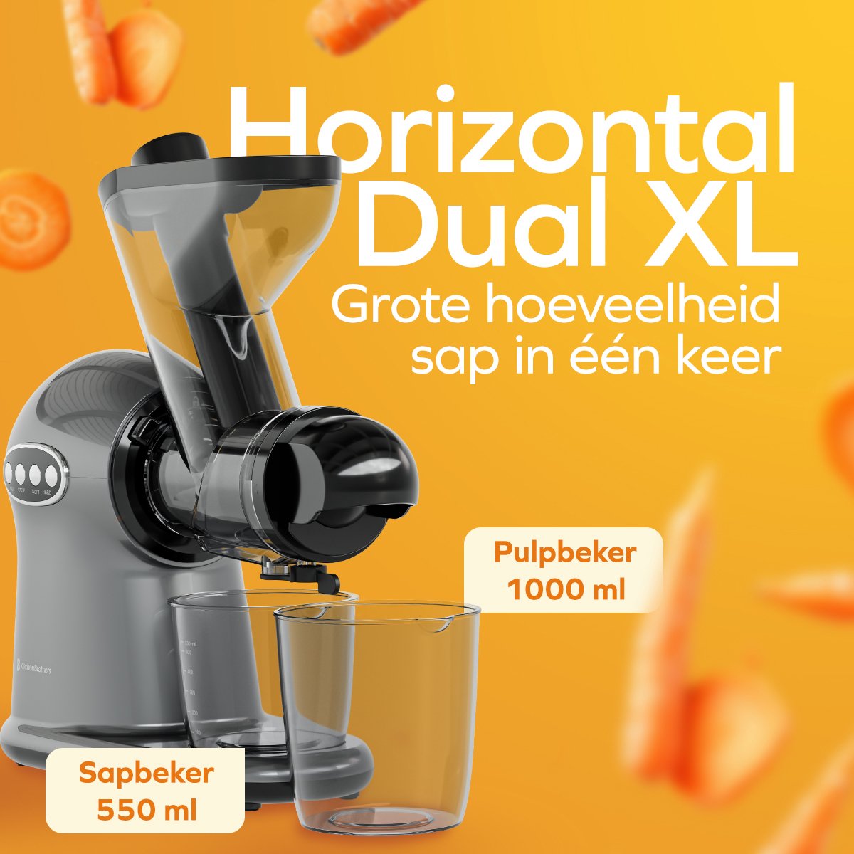 KitchenBrothers Slowjuicer XL Groenten- en Fruitpers Grijs