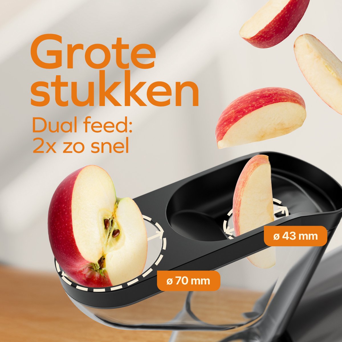 KitchenBrothers Slowjuicer XL Groenten- en Fruitpers Grijs