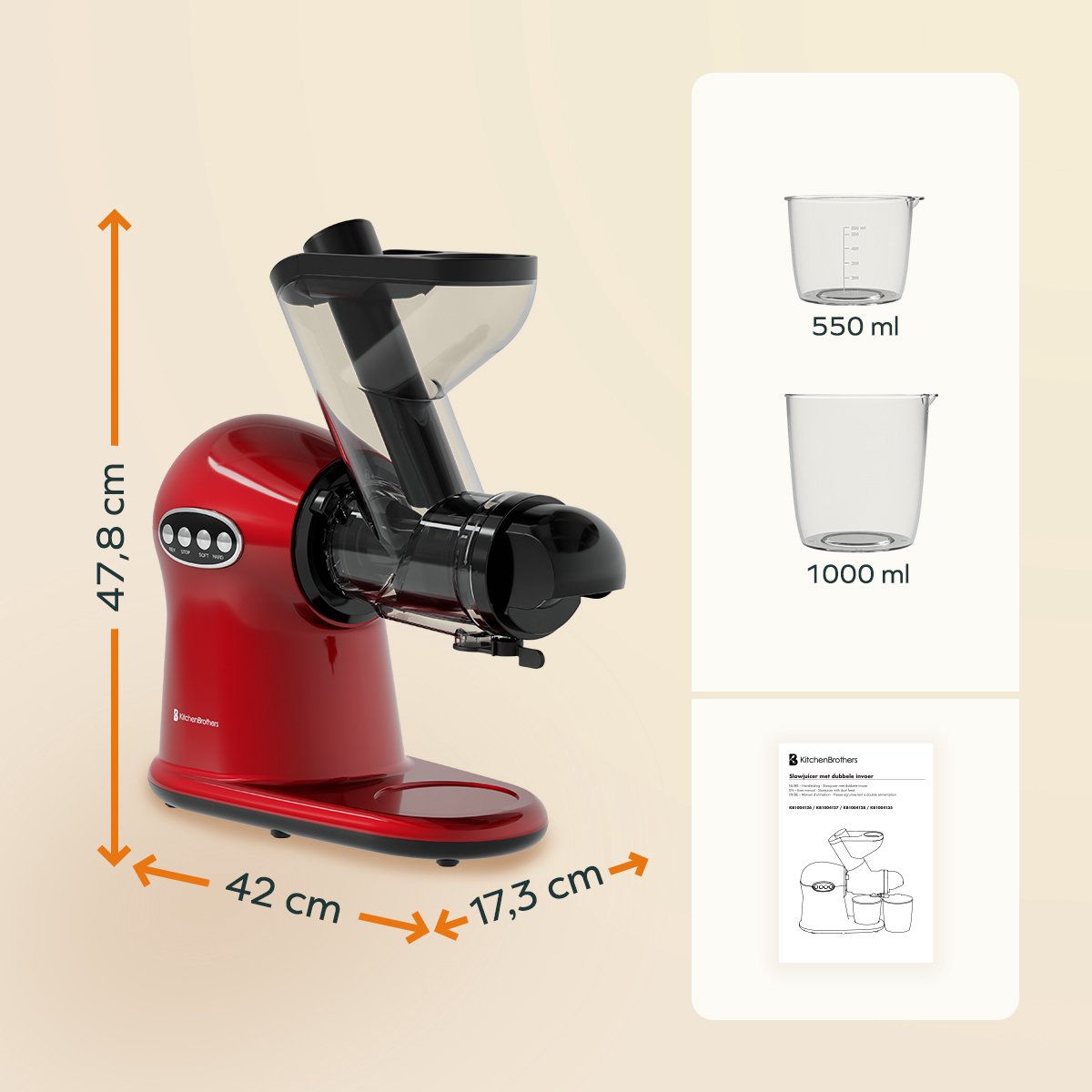 KitchenBrothers Slowjuicer XL Rood
