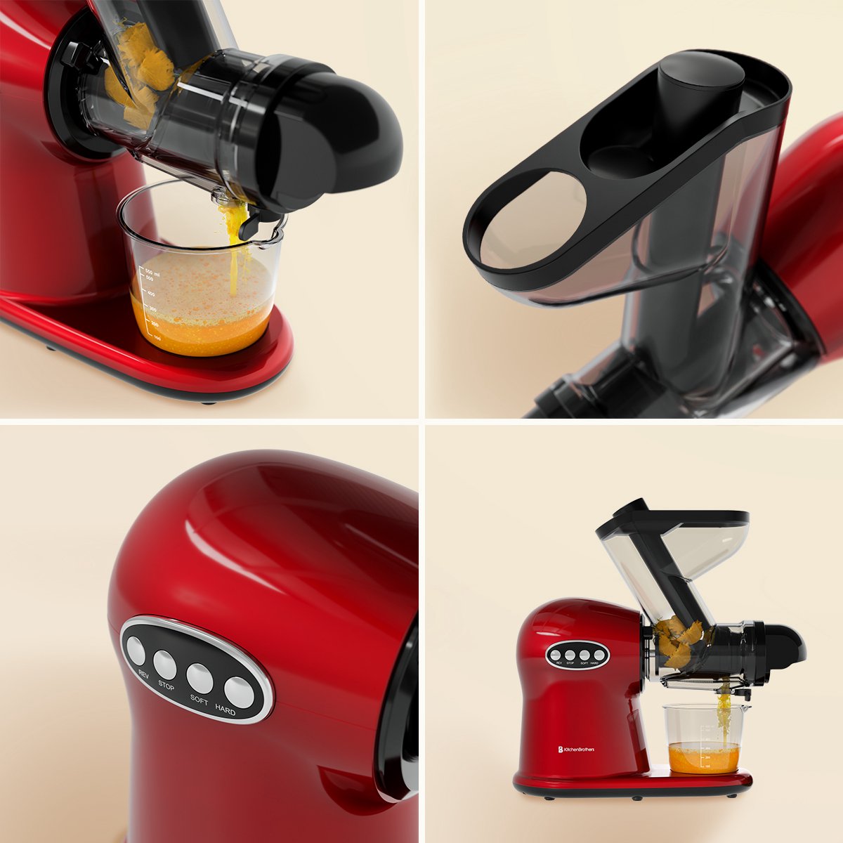 KitchenBrothers Slowjuicer XL Rood