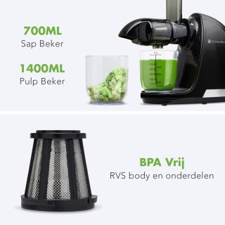 KitchenBrothers Slowjuicer Zwart 700ml