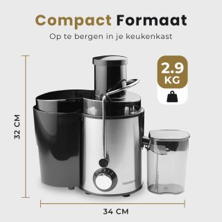 KitchenMasters Sapcentrifuge 800W met 3 Snelheden en Pulpcontainer