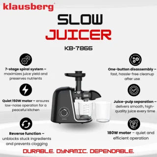 Klausberg Slow Juicer KB-7866 Zwart/Zilver