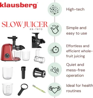 Klausberg Slowjuicer 150W 700ml Kersenrood